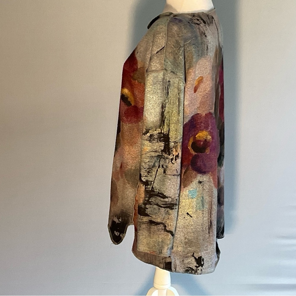 Trisha Tyler Floral Knit Sweater S Abstract Watercolor Pullover - Picture 9 of 16